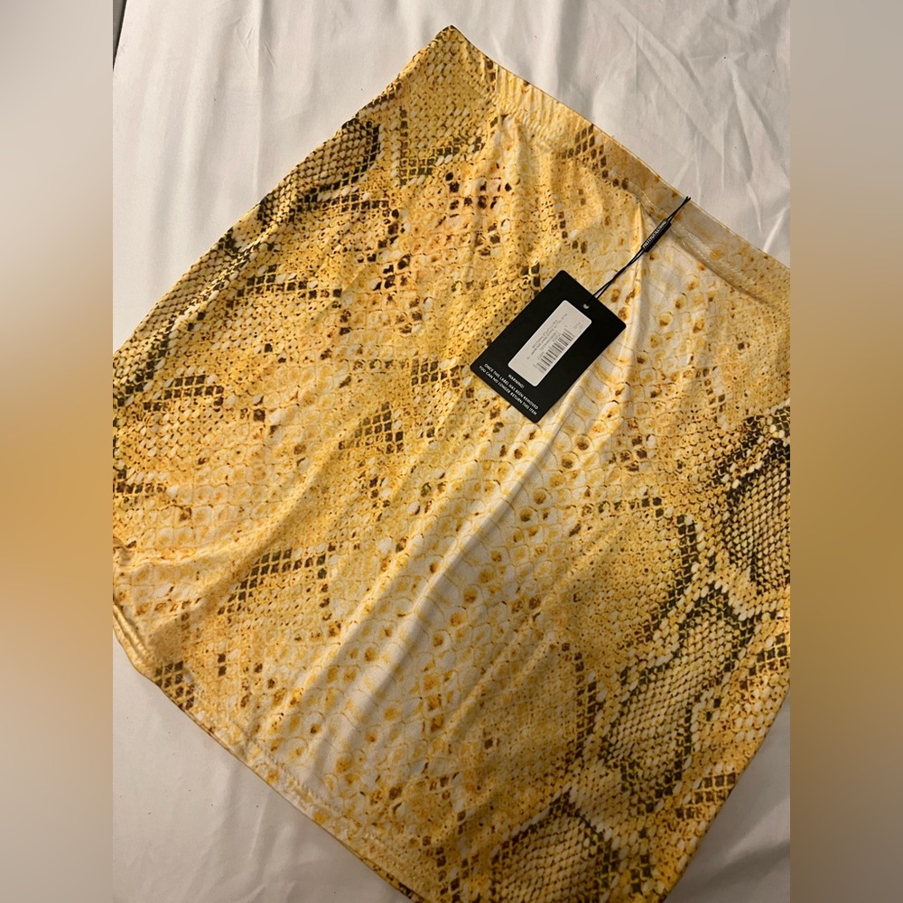 Yellow Snake Print Mini Skirt and Top Set